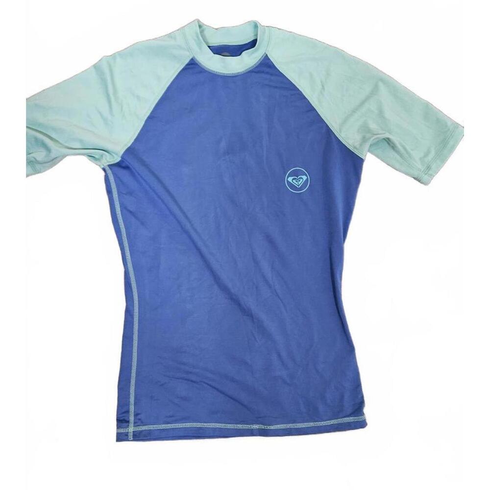Roxy Girls Colorblock Minte Greem Rashguard Swim Surf Top Size Medium
